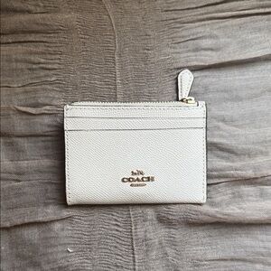 Coach Ivory Card Holder with Gold Details